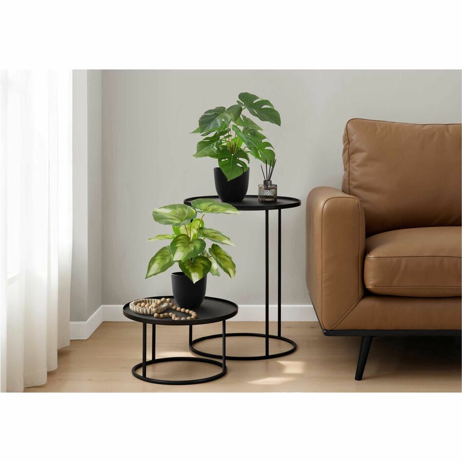 Monarch Specialties Artificial Plant - 2pcs / 13"H Monstera/Calathea/ 4" Pot - I9584