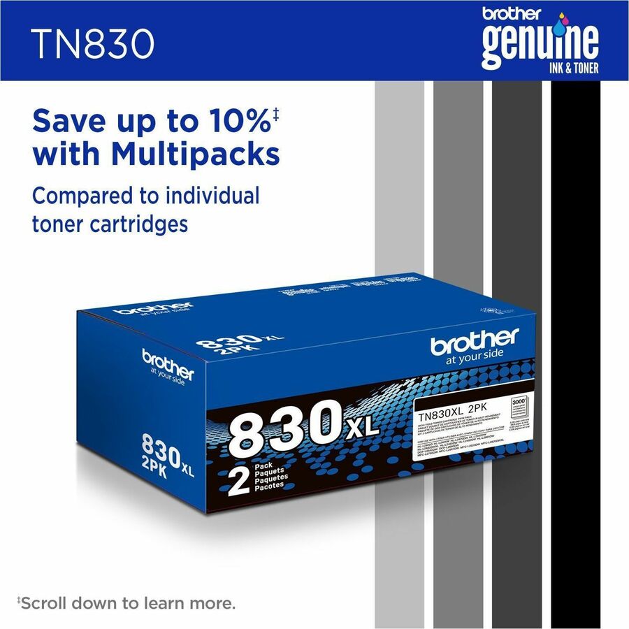 Brother Original Standard Yield Laser Toner Cartridge - Black - 1 Each - TN830