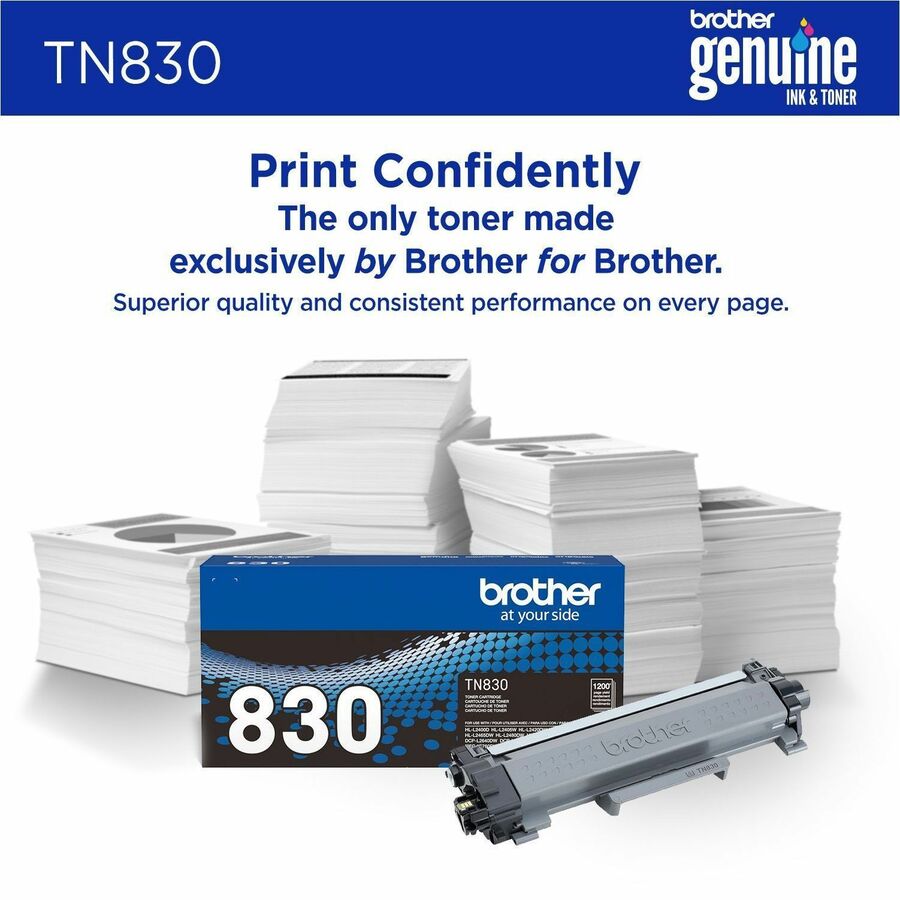 Brother Original Standard Yield Laser Toner Cartridge - Black - 1 Each - TN830