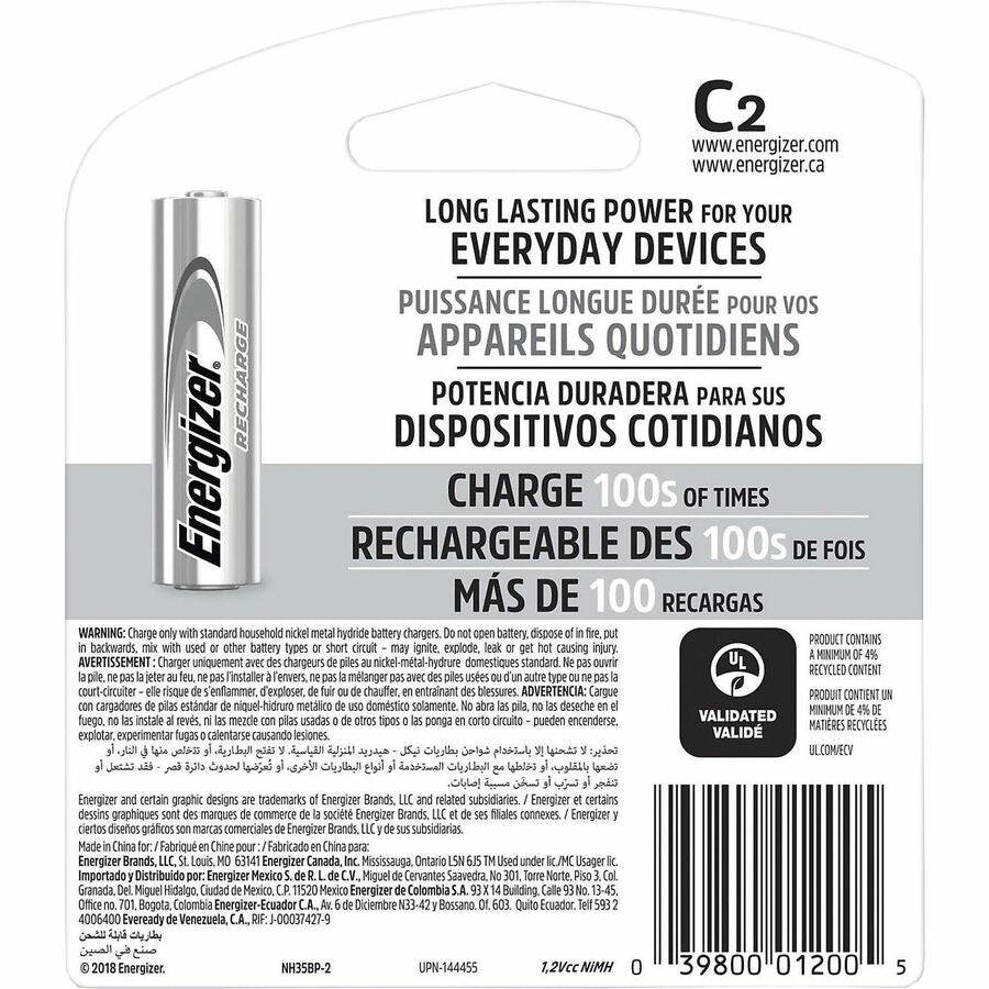 Energizer Recharge Universal Rechargeable C Batteries - NH35BP-2