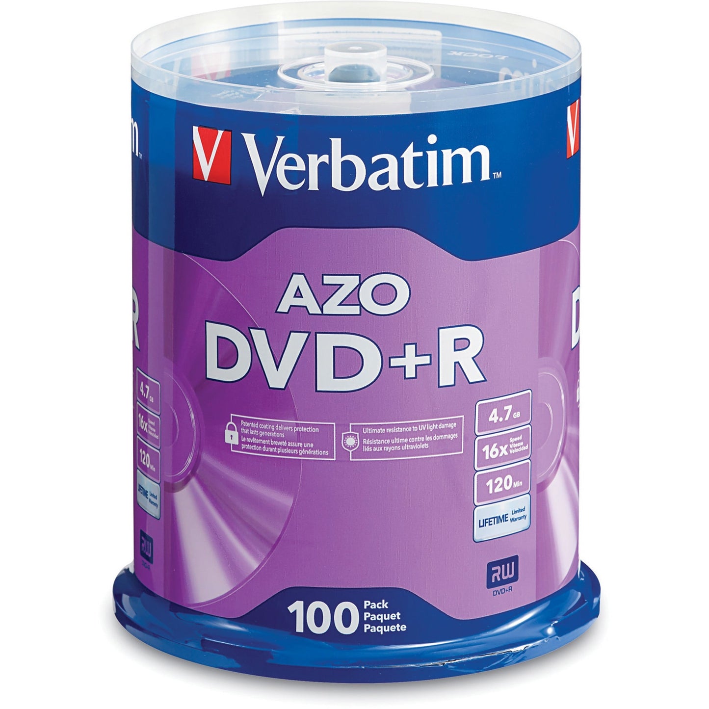 Verbatim 95098 DVD Recordable Media - DVD+R - 16x - 4.70 GB - 100 / Each