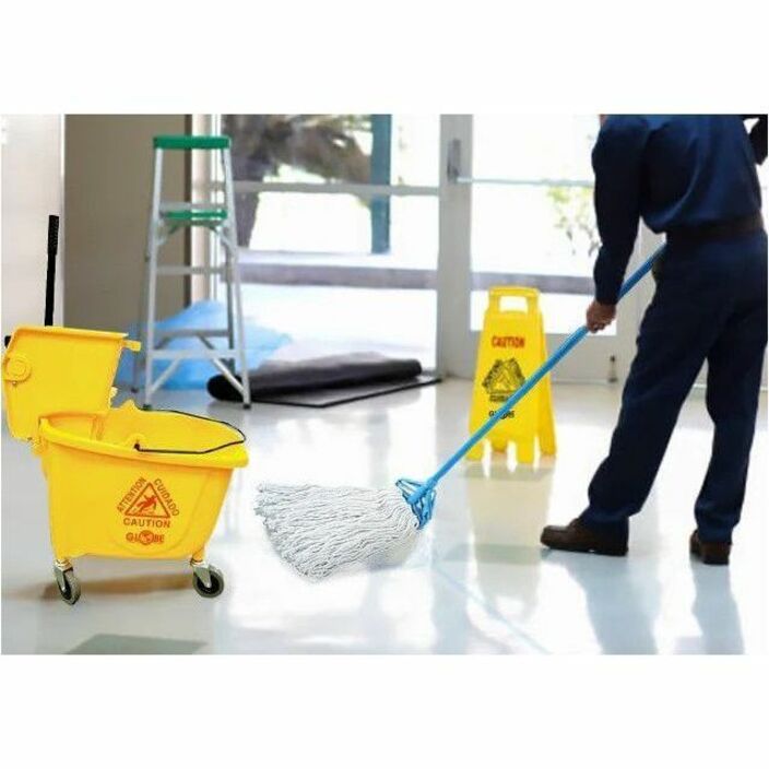 Globe Syn-Pro Synthetic Narrow Band Wet White Cut End Mop - 16 Oz / White - 3086