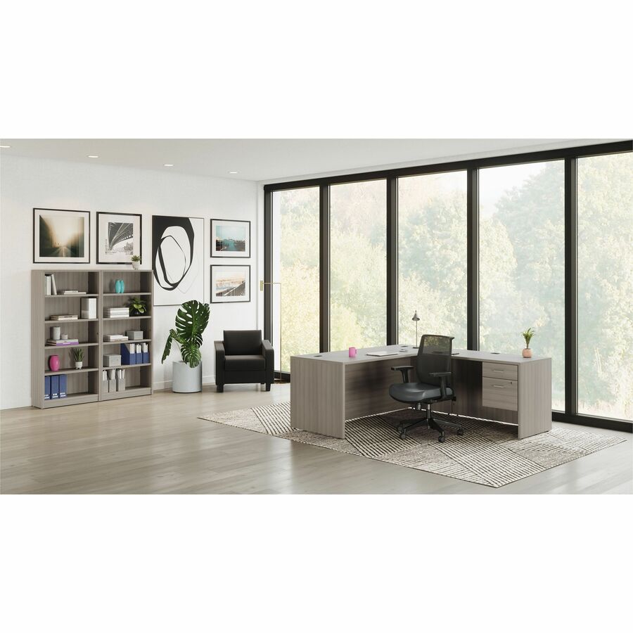 Newland 60" x 78" L-Shaped Single Hanging Pedestal Desk, Absolute Acajou - NLP107 ACJ