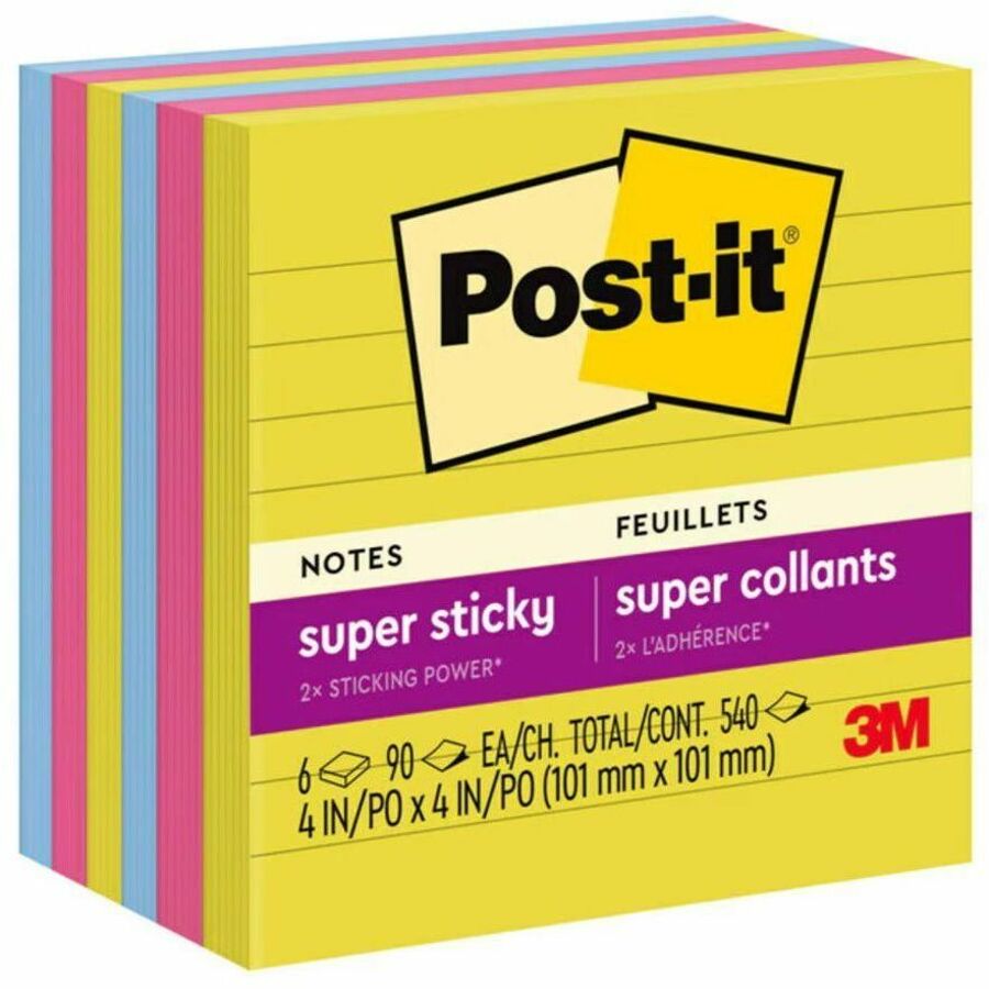 Post-it® Super Sticky Notes 675-6SSJOY, 4 in x 4 in (101 mm x 101 mm)