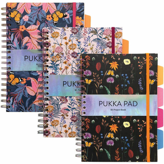 Pukka Pads Bloom B5 Hardcover Project Book - Assorted Pack Of 3