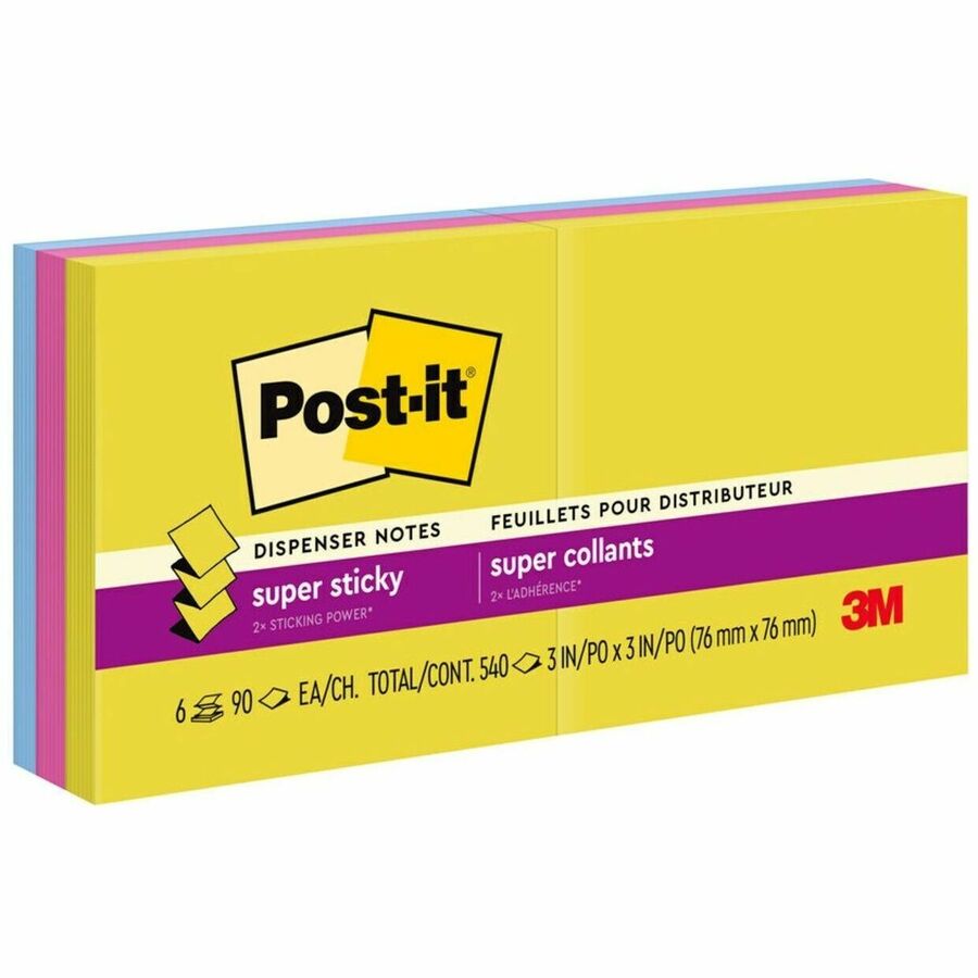 Post-it® Super Sticky Pop-up Notes R330-6SSJOY, 3 in x 3 in (76 mm x 76 mm) - R330-6SSJOY