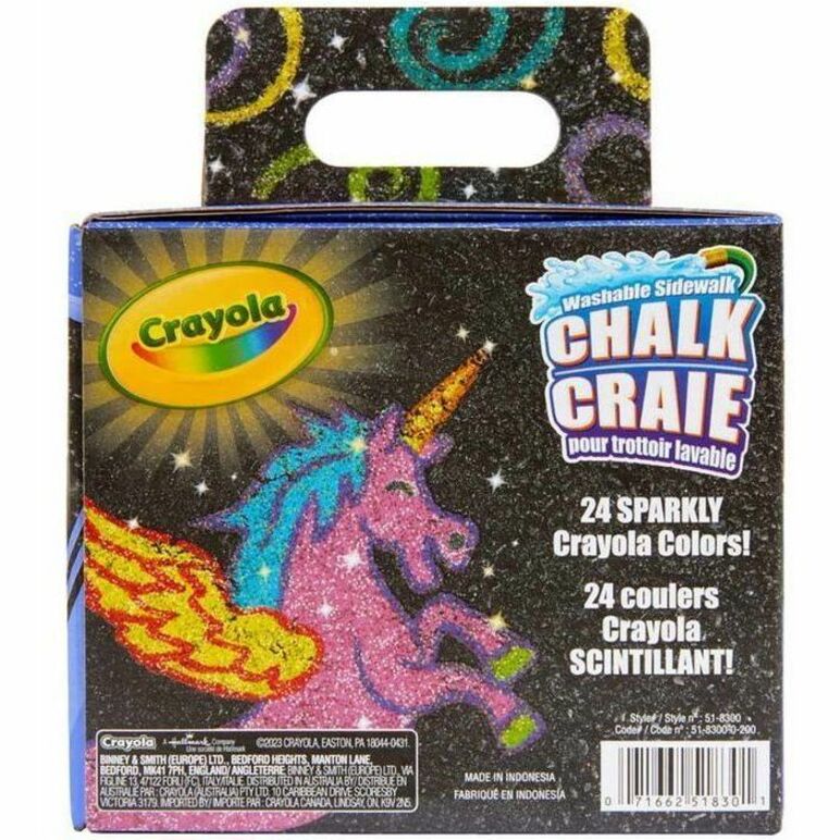 Crayola Washable Sidewalk Chalk, Glitter, 24 Count - 51-8300