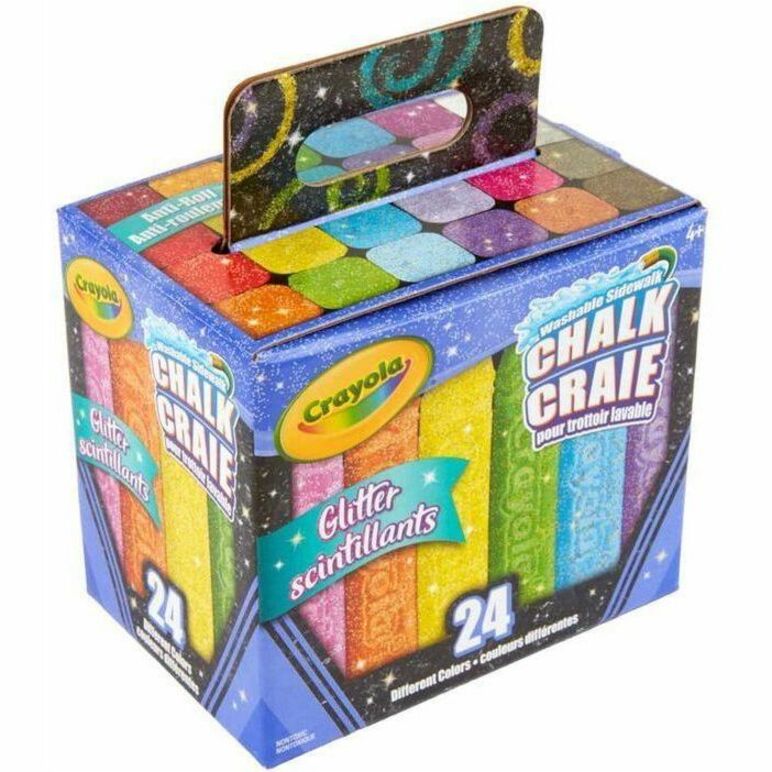 Crayola Washable Sidewalk Chalk, Glitter, 24 Count - 51-8300