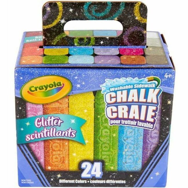 Crayola Washable Sidewalk Chalk, Glitter, 24 Count