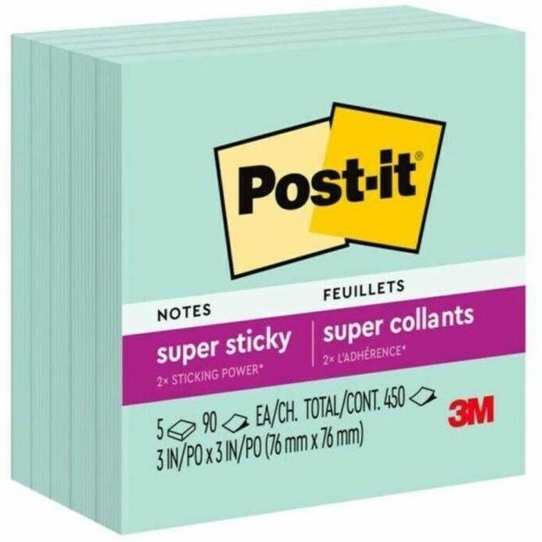 Post-it® Super Sticky Notes 654-5SSMT, 3 in x 3 in (76 mm x 76 mm) - 654-5SSMT