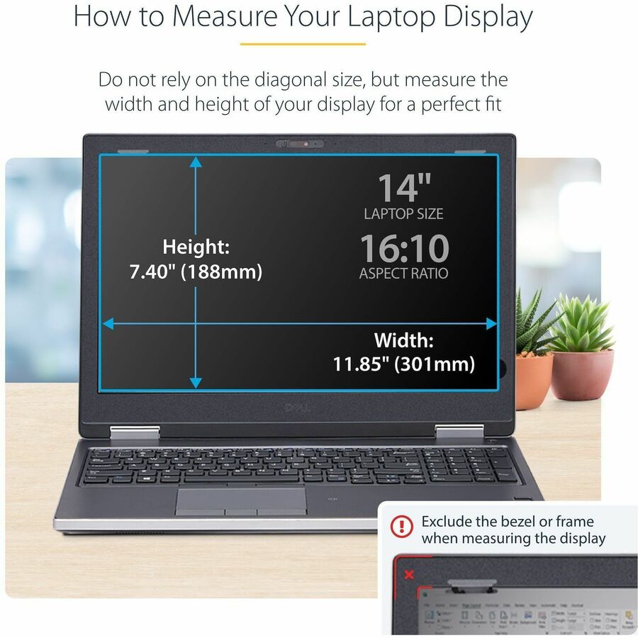 StarTech.com 14-inch 16:10 Flip-Up Privacy Screen with Touch, Anti-Glare Blue Light Filter, Laptop Monitor Screen Protector - 14L61-PRIVACY-SCREEN