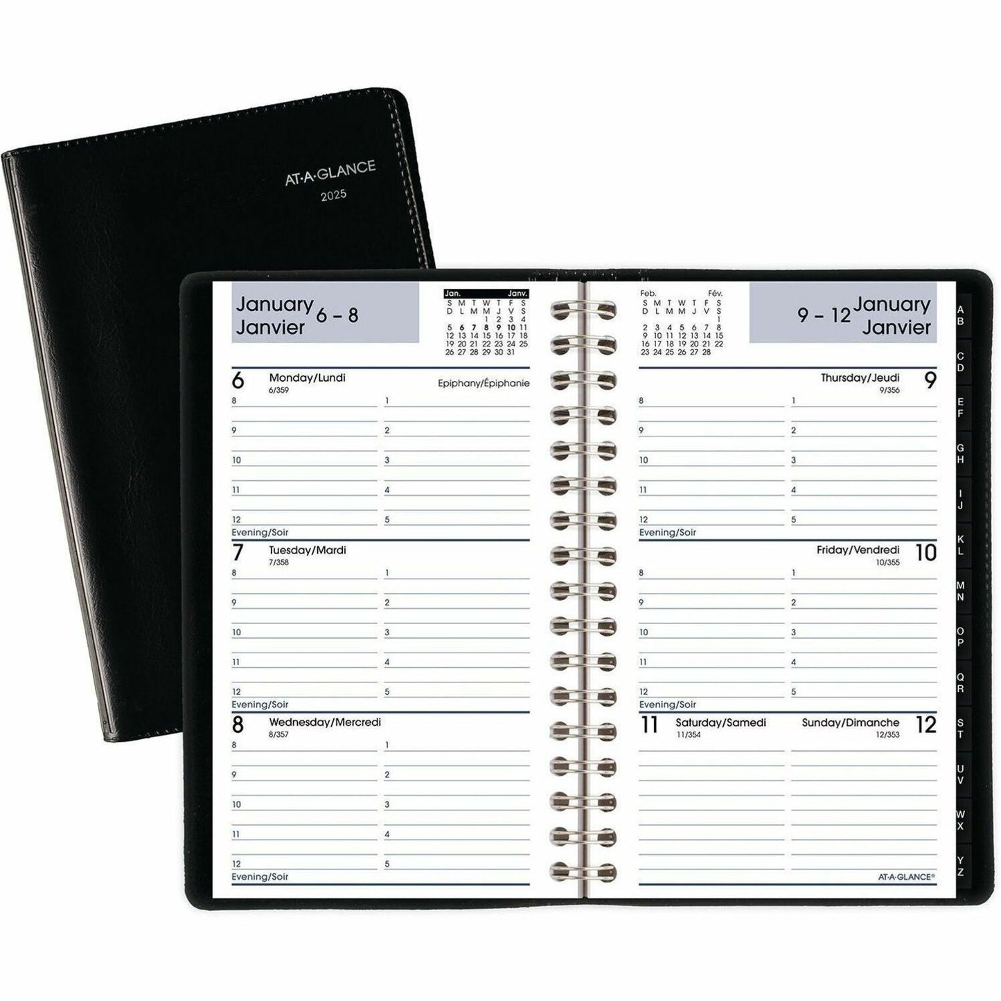 At-A-Glance Dayminder Weekly Pocket Planner, 6" x 3-1/2" , Bilingual, Black