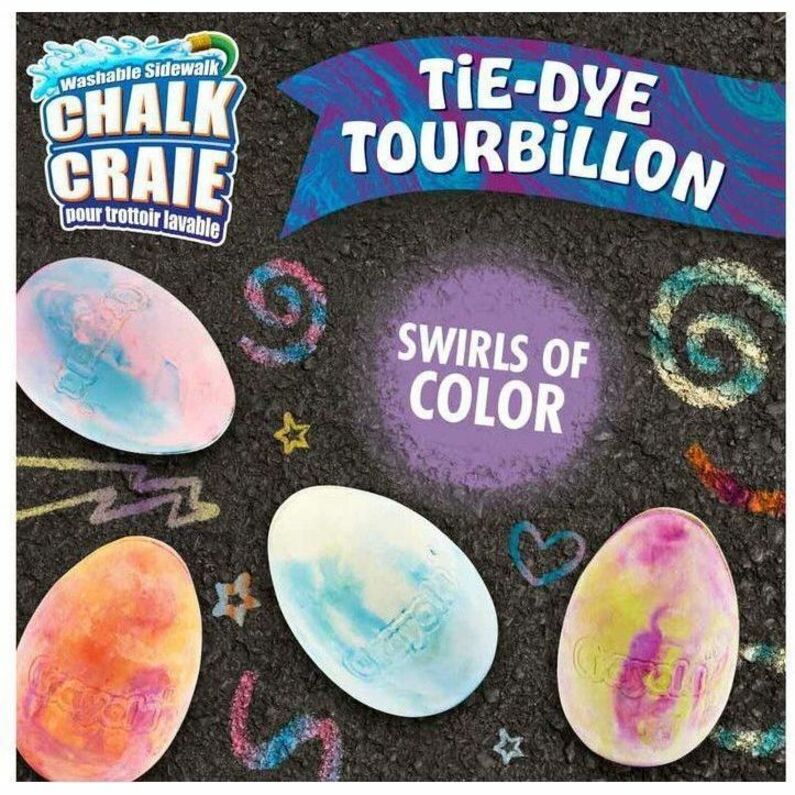 Crayola Washable Sidewalk Chalk Eggs, Tie-Dye, 6 Count - 51-8302