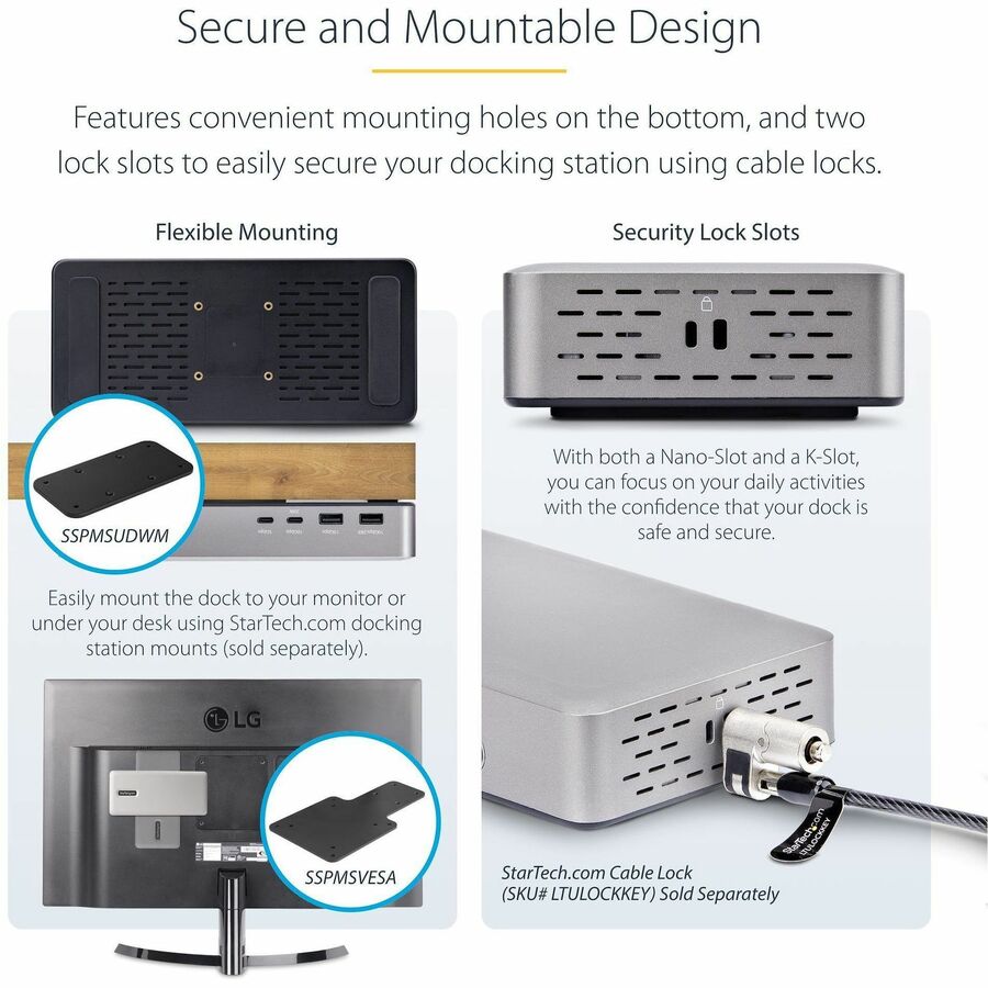 StarTech.com USB4 Docking Station, USB-C 40Gbps, up to Dual 4K 60Hz HDMI, Multi-Monitor Dock, 6-Port USB Hub, 2.5GbE, 100W Power Delivery - 155NA-USB4-DOCK