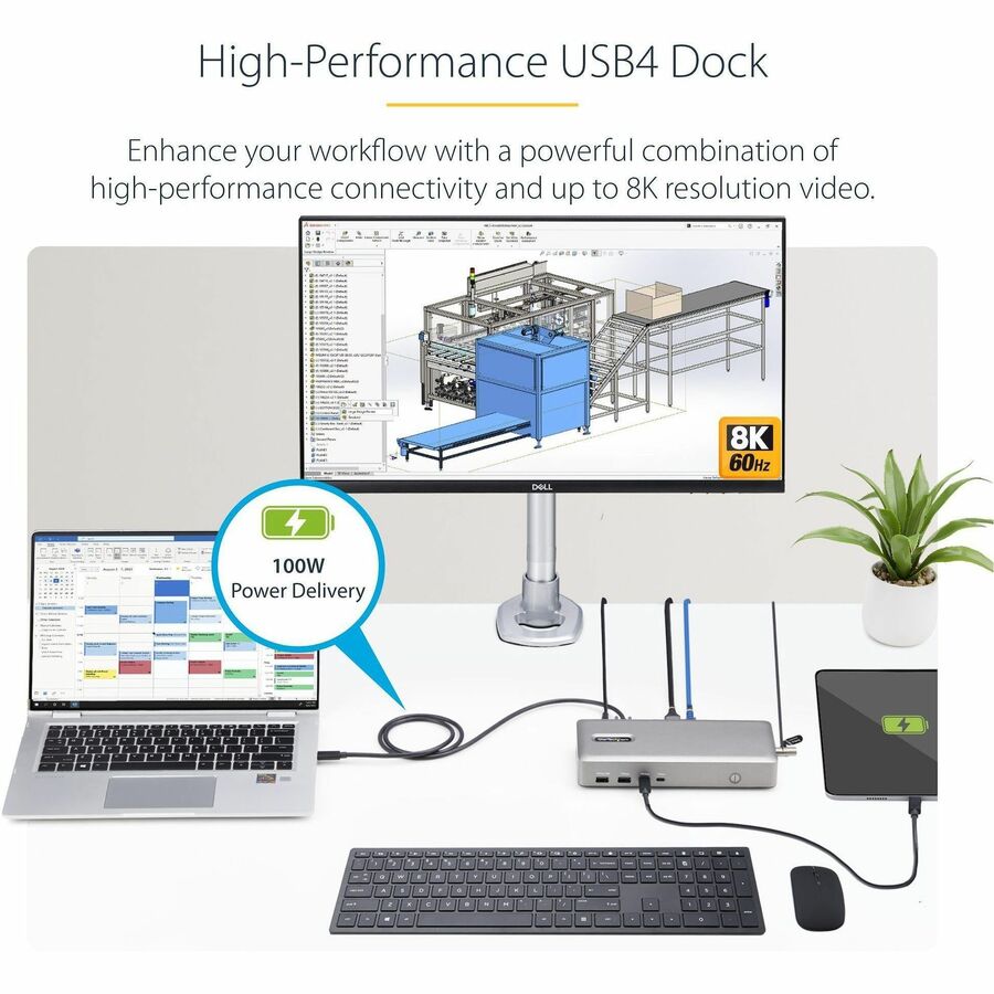 StarTech.com USB4 Docking Station, USB-C 40Gbps, up to Dual 4K 60Hz HDMI, Multi-Monitor Dock, 6-Port USB Hub, 2.5GbE, 100W Power Delivery - 155NA-USB4-DOCK