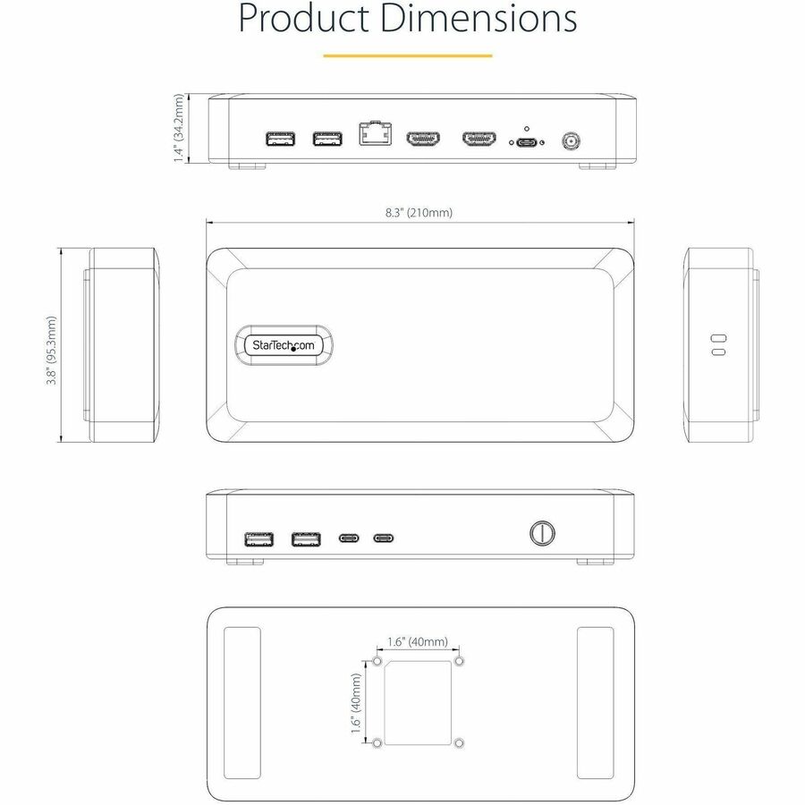 StarTech.com USB4 Docking Station, USB-C 40Gbps, up to Dual 4K 60Hz HDMI, Multi-Monitor Dock, 6-Port USB Hub, 2.5GbE, 100W Power Delivery - 155NA-USB4-DOCK