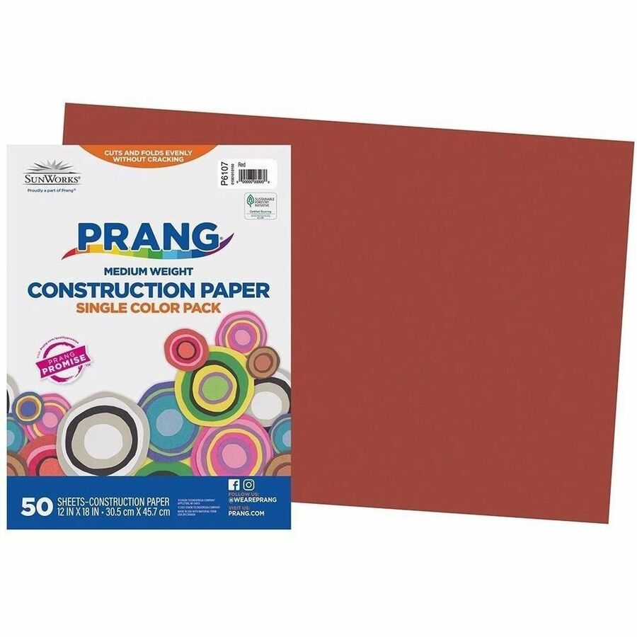 Prang Construction Paper, Red, 12" x 18" , 50 Sheets