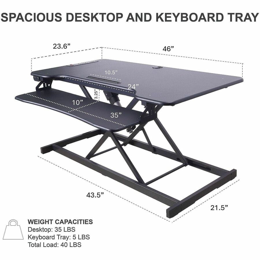 Rocelco Electric Desk Riser 46" Wide with AC-USB - R EDRB-46