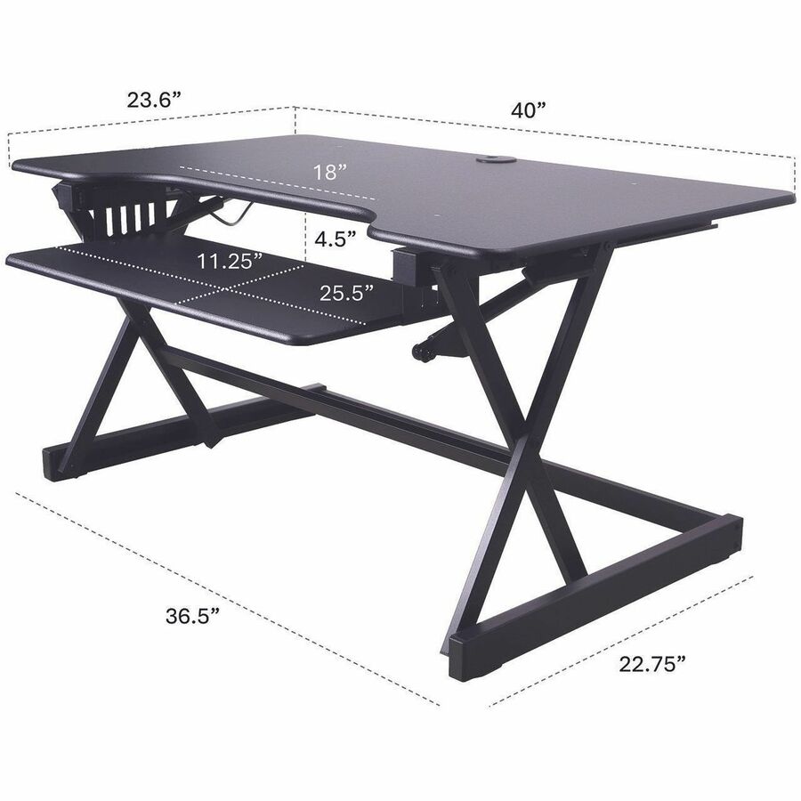Rocelco 40" Adjustable Desk Riser with 4AC, 2USB, 1 USB-C Outlets - RDADRB-40-ACUSB