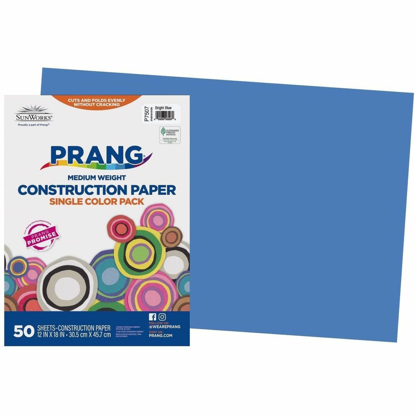 Prang Construction Paper, Bright Blue, 12" x 18" , 50 Sheets