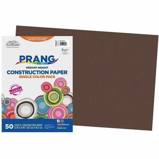 Prang Construction Paper, Dark Brown, 12" x 18" , 50 Sheets