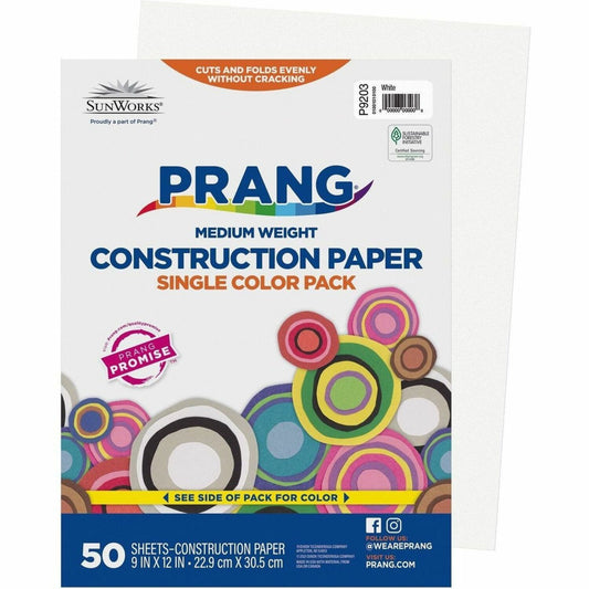 Prang Construction Paper, White, 9" x 12" , 50 Sheets