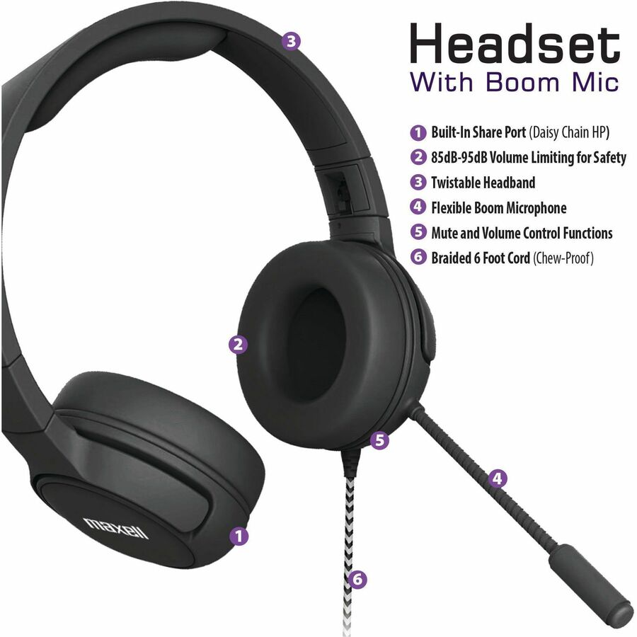Maxell Kids Headset with Boom Mic - 198021