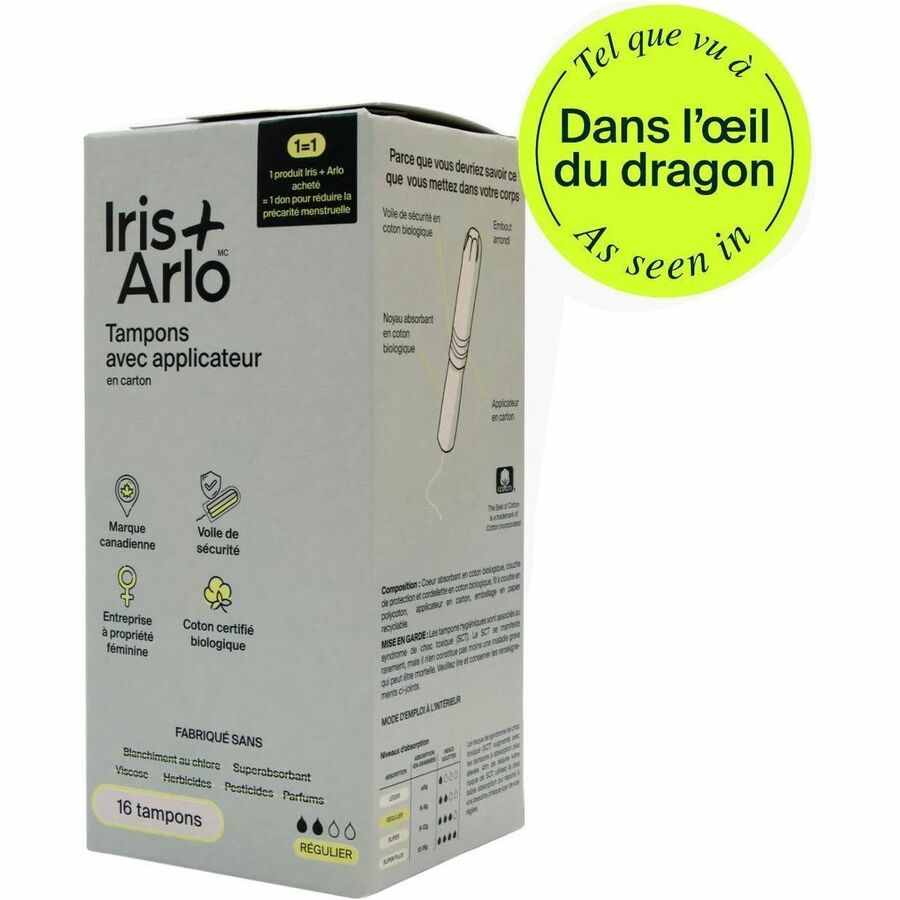 Iris + Arlo 100% Organic Cotton Applicator Tampons - 291-1-2-16-1