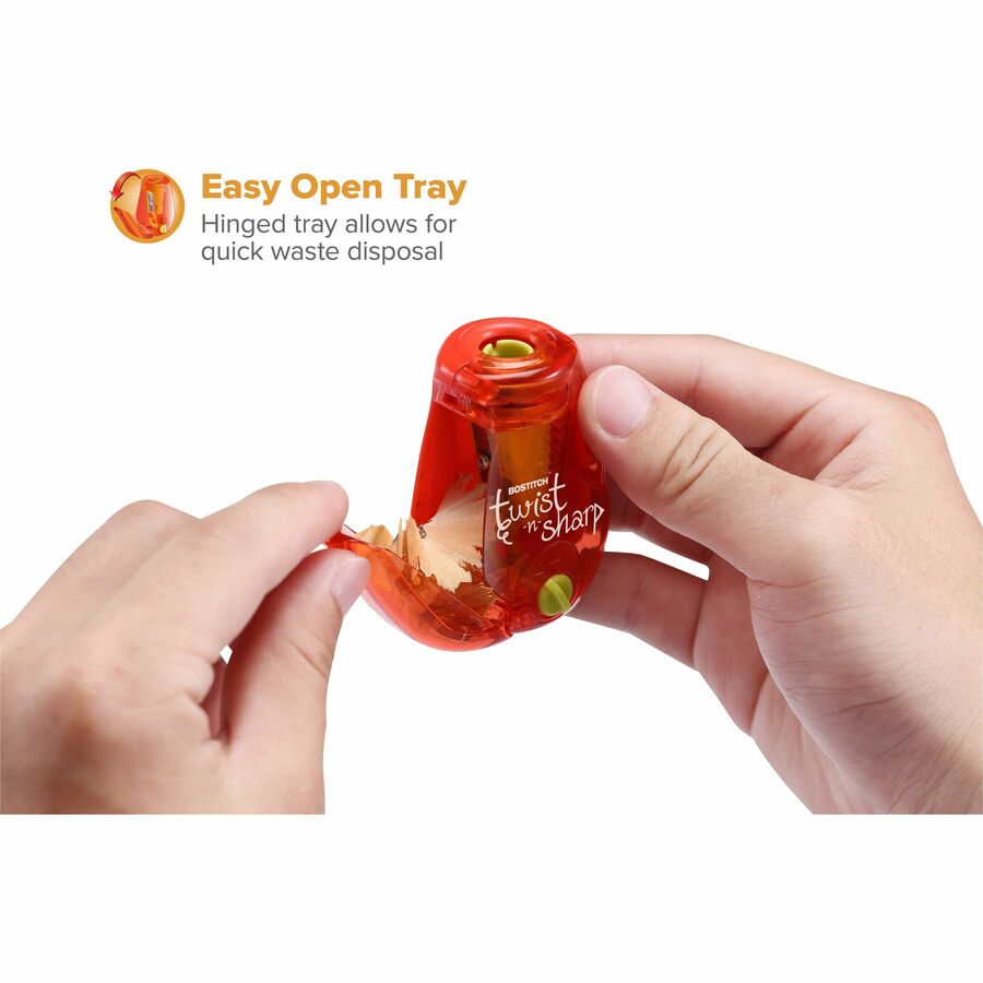 Bostitch Twist-n-Sharp Kids Pencil Sharpener, Assorted Colors - PS1-ADJ