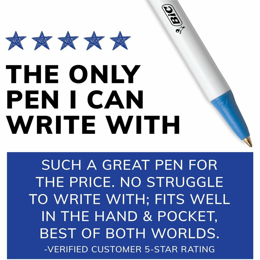 BIC Clic Stic Fashion Retractable Ball Point Pen, Blue, 12 Pack - CSM11 BLU-CA-NVXC