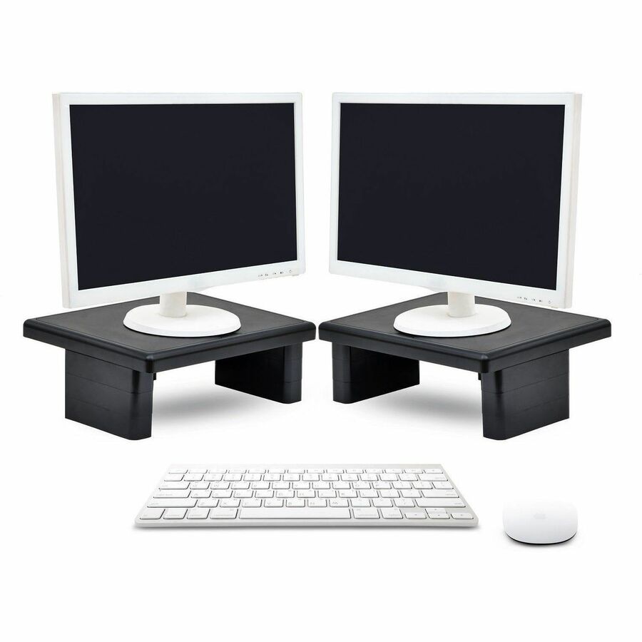 DAC® Stax MP-107x2 Ergonomic Height-Adjustable Monitor Riser/Laptop Stand, Black, 2 Pack - 02160