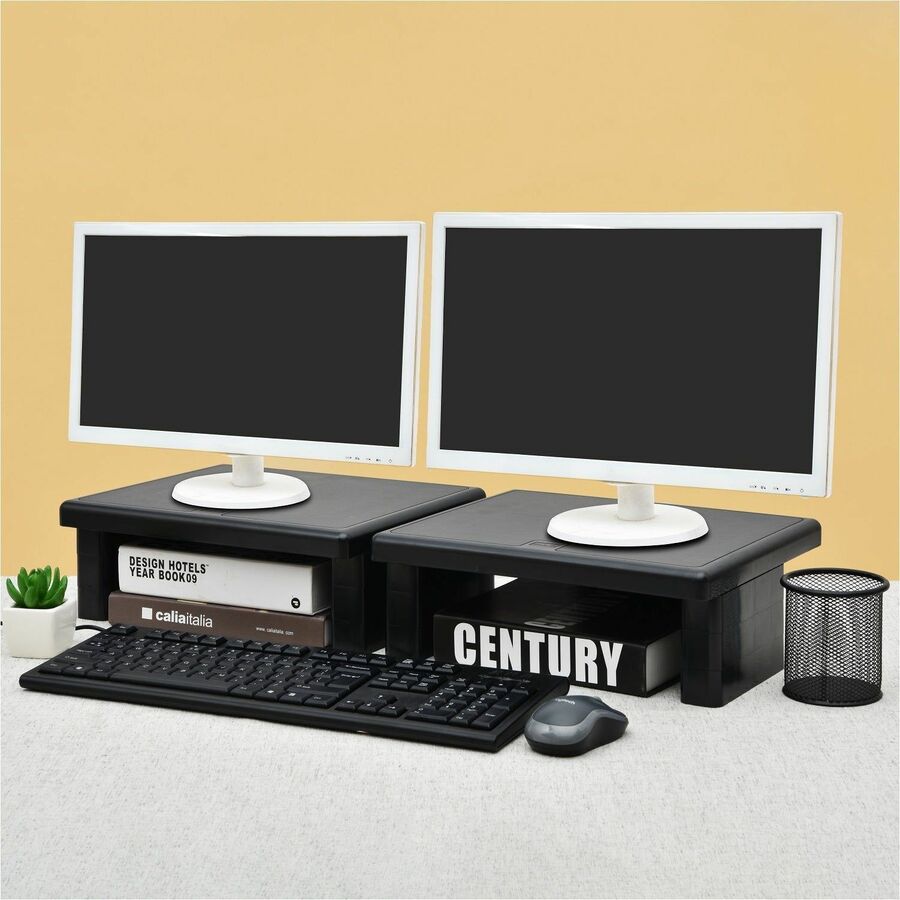 DAC® Stax MP-107x2 Ergonomic Height-Adjustable Monitor Riser/Laptop Stand, Black, 2 Pack - 02160