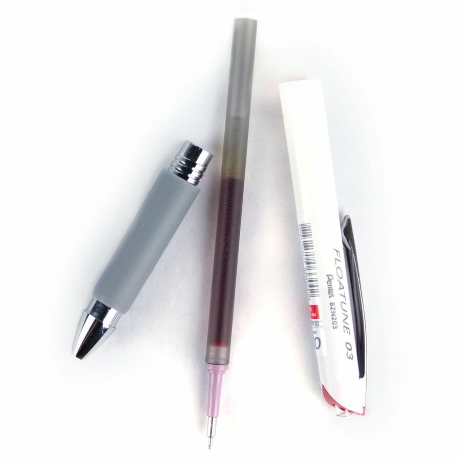 Refills for Pentel Floatune, Advanced Rollerball Retractable Pen, 0.3mm Tip, Red Ink - ZRN3-B