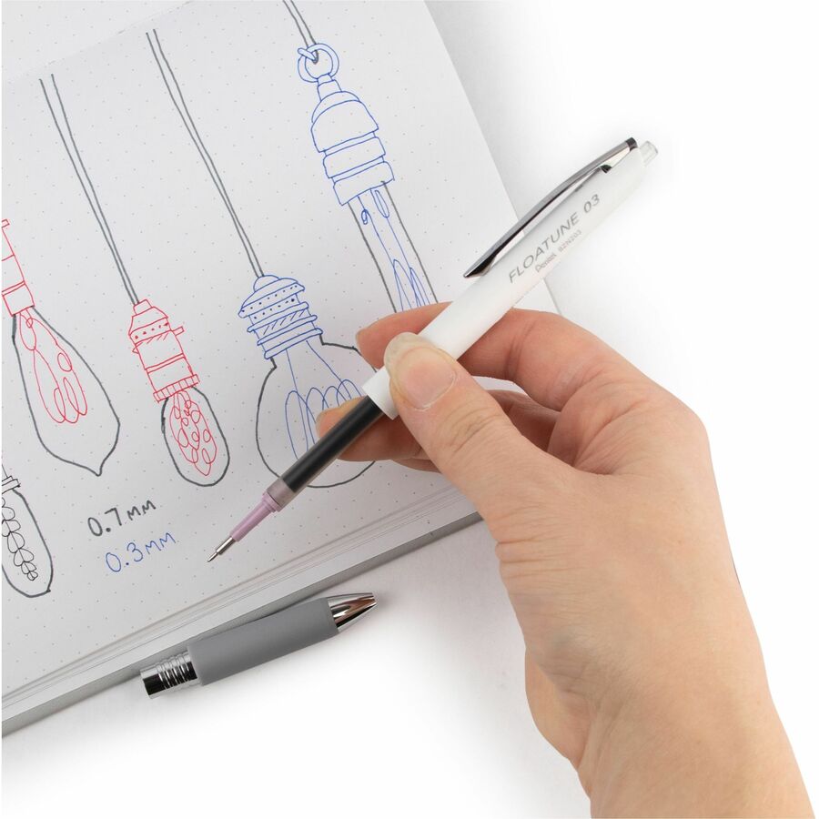 Refills for Pentel Floatune, Advanced Rollerball Retractable Pen, 0.3mm Tip, Black Ink - ZRN3-A