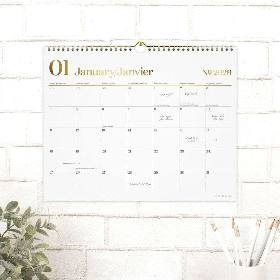 Cambridge Workstyle Wall Calendar, 15" x 12" , Bilingual - 1606-707F-26