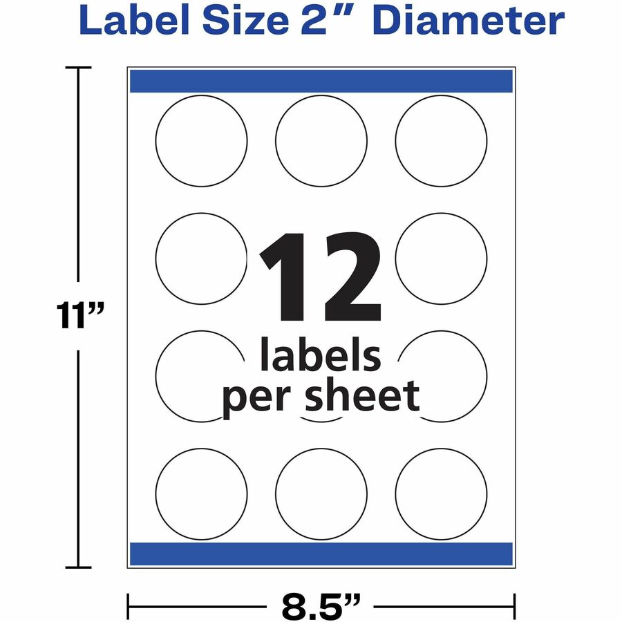 Avery® Glossy White Round Labels2" Diameter - 22807-NVXC