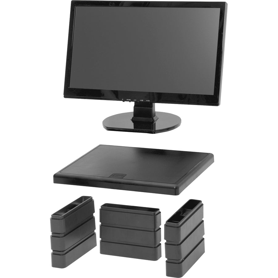 DAC® Stax MP-107 Ergonomic Height-Adjustable Monitor Riser/Laptop Stand, Black - 02161-NVXC