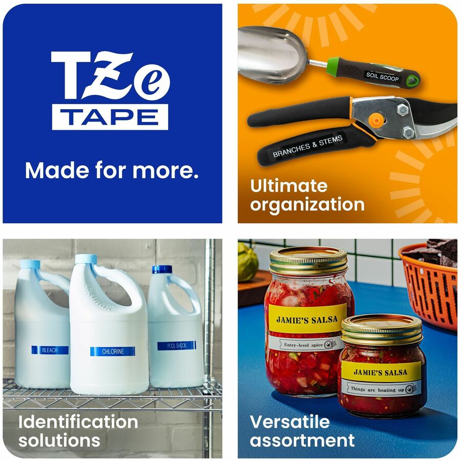 Brother Genuine P-touch TZeS241 BK on WHT Label Tape, Strong Adhesive Lam., 18mmX8m - TZES241G