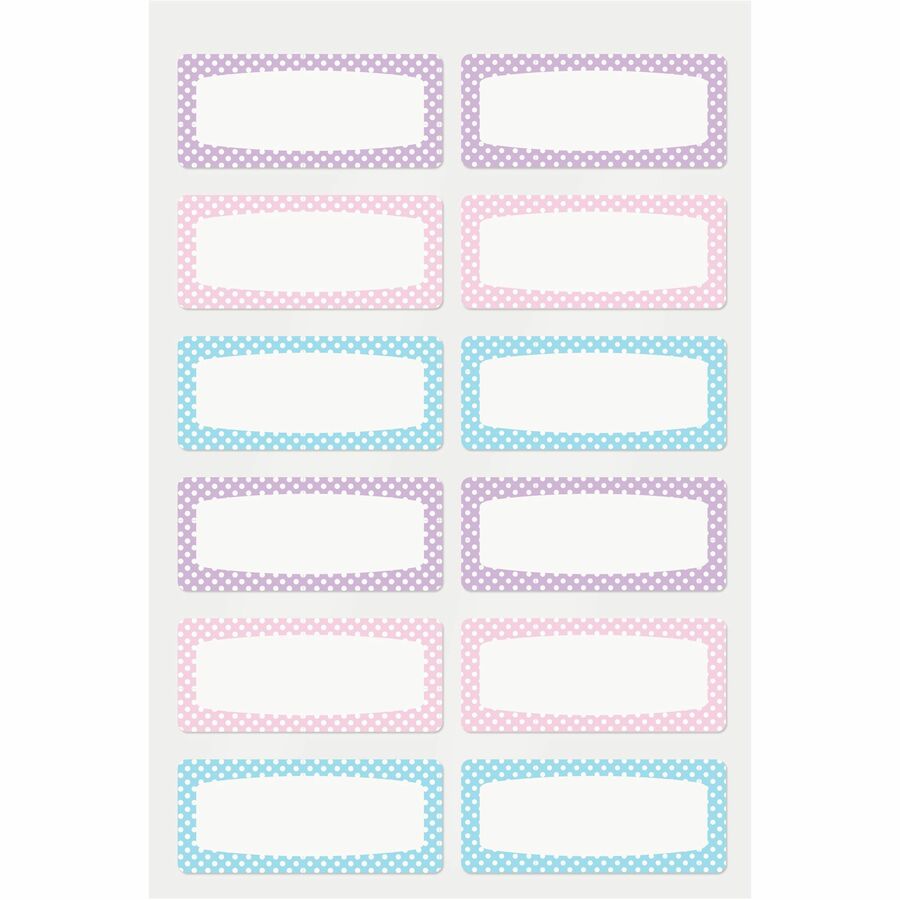 No-Iron Fabric Name Labels, Soft Pastels Preprinted Borders, Handwrite, 3/4" x 1-3/4" - 40775