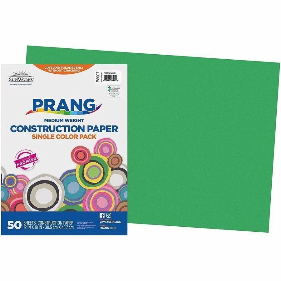 Prang Construction Paper, Holiday Green, 12" x 18" , 50 Sheets