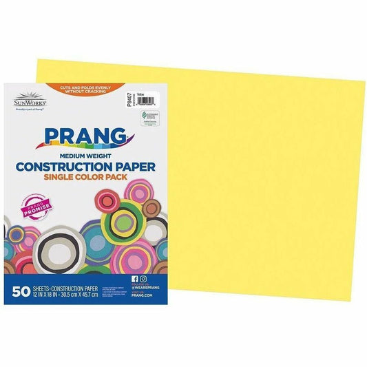Prang Construction Paper, Yellow, 12" x 18" , 50 Sheets