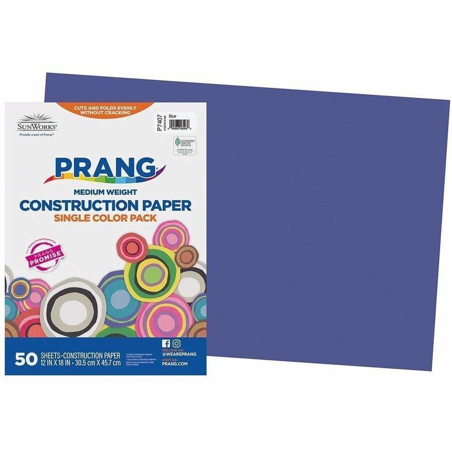 Prang Construction Paper, Blue, 12" x 18" , 50 Sheets