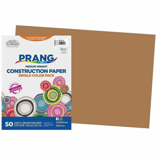 Prang Construction Paper, Light Brown, 12" x 18" , 50 Sheets