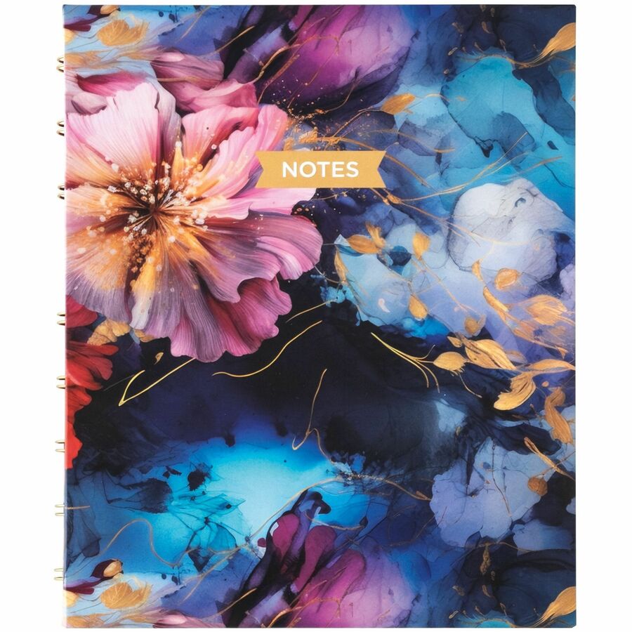 Blueline NotePro Notebook, Fashion Collection, Hard Cover, Twin-Wire Binding, 192 Pages, 9-1/4" x 7-1/4" , FSC Certified, Recycled Paper, Midnight Floral - A9C02