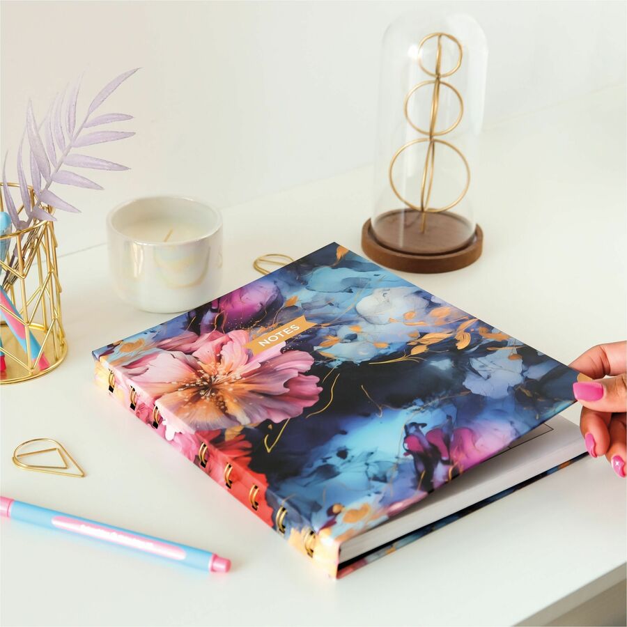 Blueline NotePro Notebook, Fashion Collection, Hard Cover, Twin-Wire Binding, 192 Pages, 9-1/4" x 7-1/4" , FSC Certified, Recycled Paper, Midnight Floral - A9C02