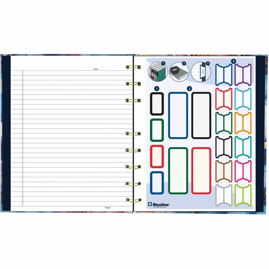 Blueline NotePro Notebook, Fashion Collection, Hard Cover, Twin-Wire Binding, 192 Pages, 9-1/4" x 7-1/4" , FSC Certified, Recycled Paper, Midnight Floral - A9C02