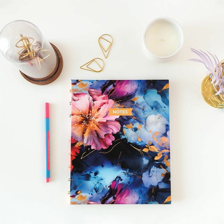 Blueline NotePro Notebook, Fashion Collection, Hard Cover, Twin-Wire Binding, 192 Pages, 9-1/4" x 7-1/4" , FSC Certified, Recycled Paper, Midnight Floral - A9C02