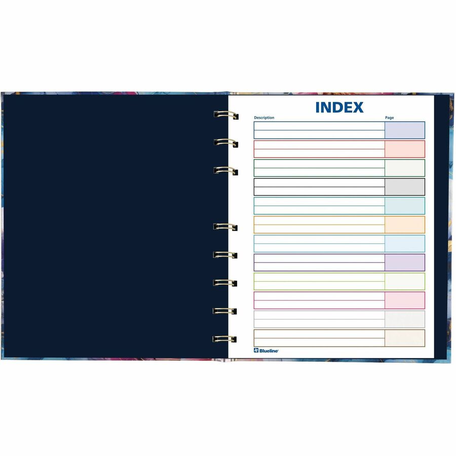 Blueline NotePro Notebook, Fashion Collection, Hard Cover, Twin-Wire Binding, 192 Pages, 9-1/4" x 7-1/4" , FSC Certified, Recycled Paper, Midnight Floral - A9C02