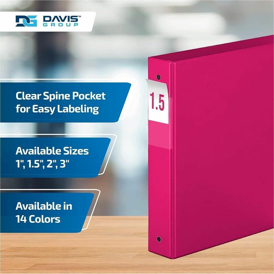 Davis Group Premium Economy, Round Ring, Binder, (Pink, 1.5") - 2312-43