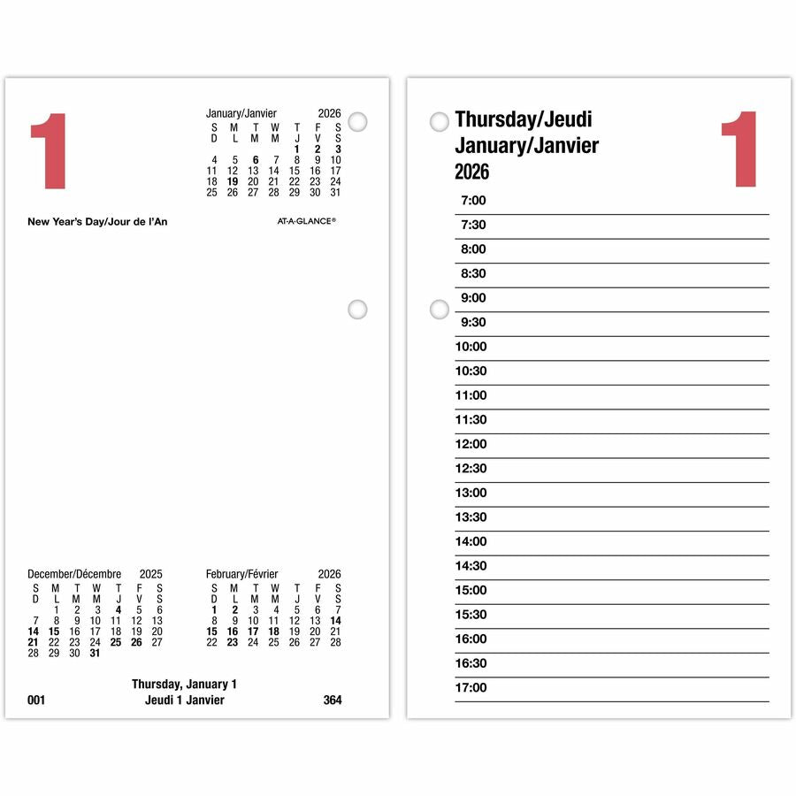 At-A-Glance Daily Desk Calendar Refill, 6" x 3-1/2" , bilingual - E717F5026